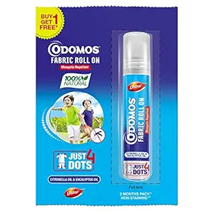 Odomos Mosquito Repellant Fabric Roll On, Buy 1 Get 1 Free-8 ml