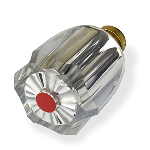 Stabilo-Sanitaer Hahnoberteil 1/ 2 Zoll rot Ventil Oberteil Messing Warmwasser mit Acryl-Griff Ersatzteil Armatur Wasserhahn