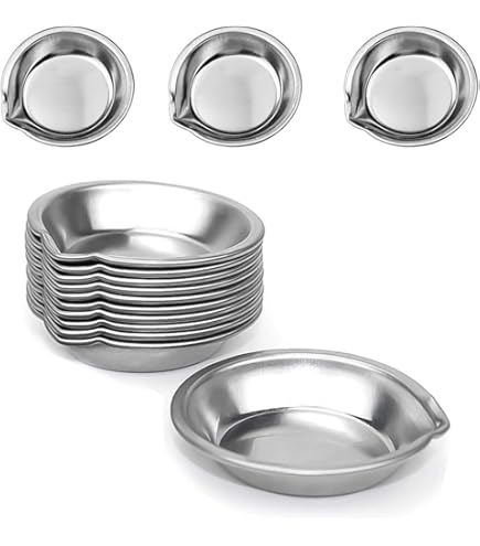 12 Pièces Plateau De Peinture En Acier Inoxydable(avec La Bouche), JINSIHU Petit Plateau De Peinture Rond Bol De Peinture En Acier Inoxydable Rond Pour Maquillage Aquarelles Artiste