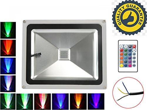 TDRSHINE RGB LED Flood Light with Remote Control, 16 Colors &amp; 4 Modes, Waterproof Outdoor Security Lights（No Plug)） (30)