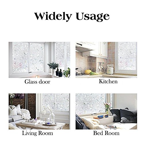 Rabbitgoo 3D hochwertige Premium No-Kleber Wiederverwendbare Statische erhellende Dekorative Privatleben Frost Glas-Fenster-Film-Aufkleber Anti-UV-44.5cm x 200cm Blumen-Entwurf | Upgrade-Version für Heim Kueche Buero - 9