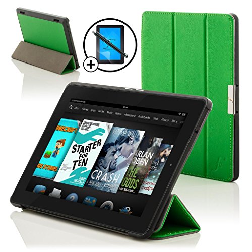 Forefront Cases® Neue Leder Hülle / Tasche / Case / Cover für Amazon Fire HD 6 Tablet (Oktober 2014) - Rundum-Geräteschutz und intelligente Auto-Sleep-Wake-Funktion mit 3-JAHRES-GARANTIE VON Forefront CASES - inkl. Eingabestift und Displayschutz