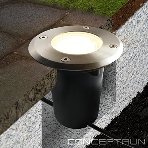 Bodeneinbaustrahler/ Edelstahl/ Gartenstrahler/ Bodenleuchte/ durschleifbar/ IP65/ GU10-230V/ Rund (Ohne Leuchtmittel) - 2