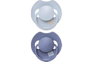 Difrax LOVI Sucette Dynamique 0 à 6 Mois - Bleu Clair & Marine - 2 Pièces - Facile à Accepter, Sans BPA, Silicones de haute qualité et durables