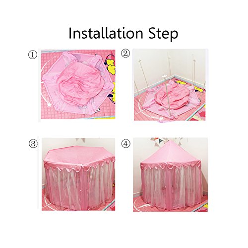 Amazing Tour Castle Tents Hexagon Kids Children Girls Boy Fairy Prince Princess Indoor Outdoor Playhouse 100 LED Lights Green