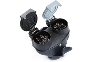 ETUKER 12 V (2 in 1) Anhänger Steckdosen Konverter, 13-poliger Stecker auf 7 poliger Steckdosenadapter, 13 poliger Anhängerstecker auf 7 poliger N S Buchsenadapter, wasserdicht, Abschleppadapter