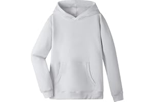 Dybker Sweat à capuche classique solide pour garçons et filles, pull de sport, série légère, coton doux pour 5-12 ans