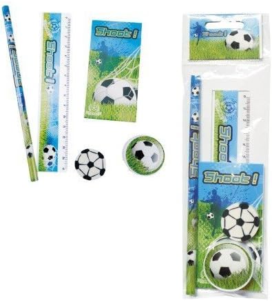 Lot of 20 Units of Set 5 Pcs Stationery Gift – Football Gifts and details for Birthday, Communion Football