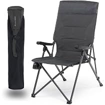 Qeedo Johnny Highback – Chaise De Camping Dossier Haut Réglable, Rembourrée, Porte-gobelet, Capacité 136 Kg, Pliable, Avec Sac