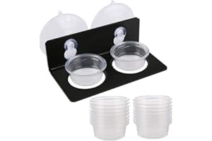 SLSON Gecko Feeding Ledge Suction Cup with 20 Pcs 0.5oz Plastic Bowls Reptile Food＆Water Feeder Ledge Accessories for Lizards, Chameleon, Crested Gecko