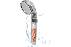 Aquadon Shower Hero – wassersparender Duschkopf mit Mineralsteinen – Duschbrause mit 3 Wasserstrahl-Einstellungen – druckerhöhender Sparduschkopf mit Filter-Funktion für weiches Wasser