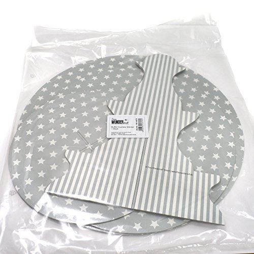 Muffinständer Frau Wundervoll aus festem Karton im Wendedesign – Seite 1 grau, weiße Sterne / Seite 2 weiß, graue Punkte – Etagere / Cupcakeständer - 7