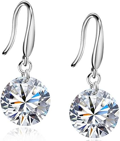 Joyfulshine Drop Earrings Dangle Women Jewellery 925 Sterling Silver Round Cubic Zirconia Hooks for Ladies