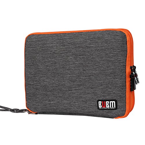 BUBM Universal Reisetasche mit Doppelschichte Organisator Tasche Tragetasche für Elektronisches Zubehör Batterie und Ladegrät – Groß, Grau und Orange - 2