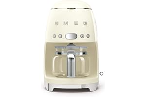 Smeg DCF02CRUK Drip Coffee Machine, Auto-Start Mode, Reuseable Filter, Digital Display, Anti-Drip System, Aroma Intensity Option, 1.4 Litre Tank, Cream
