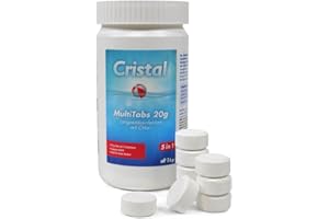 Cristal 5 in 1 Pool Chlor Multifunktionstabletten 1 kg - Langzeitdesinfektion Algenvernichtung Trübungsentfernung Chlorstabilisierung Härtestabilisator