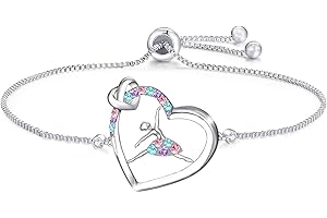Luckimoli Dance Bracelet for Girls Heart Dance Pendant Adjustable Bracelet Dance Jewelry Gifts for Girls Birthday Christmas