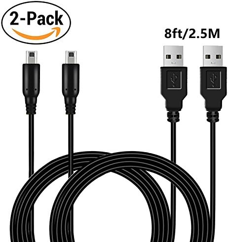 2 Pack 2.5M USB Charging Cable for Nintendo New 2DS XL, Extra Long Play and Charger Cable for Nintendo New 2DS XL/3DS XL/2DS/3DS/DSi/DSi XL/LL