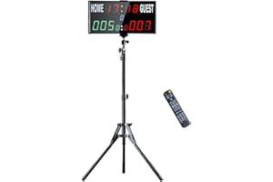Ousmile Tableau d'affichage électronique Portable à LED, Basketball Scoreboard avec Horloge, Compte à rebours/Compte progressif, Tableau de Comptage Numérique pour Football Volleyball, Badminton