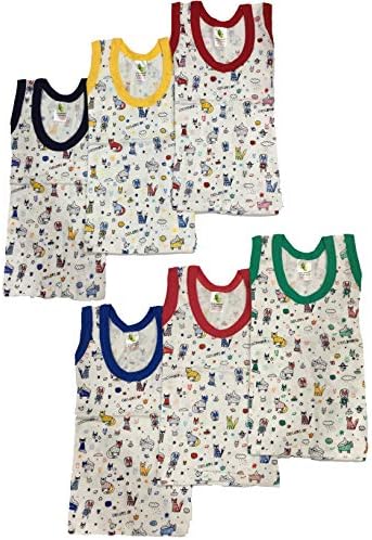 1stbabystore New Born Infant Sleeveless Sando Vest Housiry Baby Girls&Boys Unisex Skin Friendly 100% Cotton Vest Size L(12-18)(6pcs)