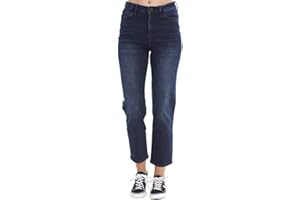 ChicWhisper Ladies Ankle Grazer Straight Leg Womens Stretch Mid Rise Denim Jeans