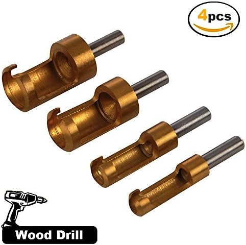 Standard Titanium Coated Wood Plug Cutters Hole Saw Woodworking Tool 4pcs