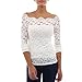 Produktbild Tops Damen Btruely Mädchen Langarm Shirt Trägerlos Bluse Elegantes T-Shirt Sexy Top Lace Hemd (XL, Weiß)