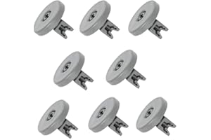 HYJ Pack of 8 Universal Dish Rack Rollers for AEG, Zanussi, Ikea & More, 40mm Diameter, Dark Grey, Plastic