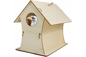 WOTEG Casetta per Uccelli - Ideale per Uccelli Selvatici - Resistente alle Intemperie - Casette per Colibrì in Legno da Giardino Casette per Uccelli in Legno Naturale per Scricciolo, Rondine, Passero