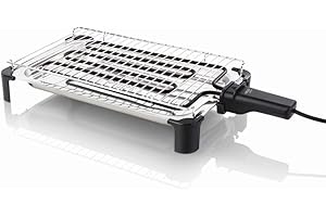 HAEGER GRILIE - Griglia elettrica/griglia elettrica 2000W, manico anticalore, vaschetta raccogligocce in acciaio inossidabile, resistenza mobile per una facile pulizia, base stabile