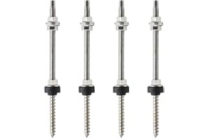 CLIUNT 4 tornillos solares para bastón, M10 x 200 mm, junta solar PV tuercas dentadas, acero inoxidable V2A A2, premontados, altura ajustable para fijación solar fotovoltaica en techos de edificios