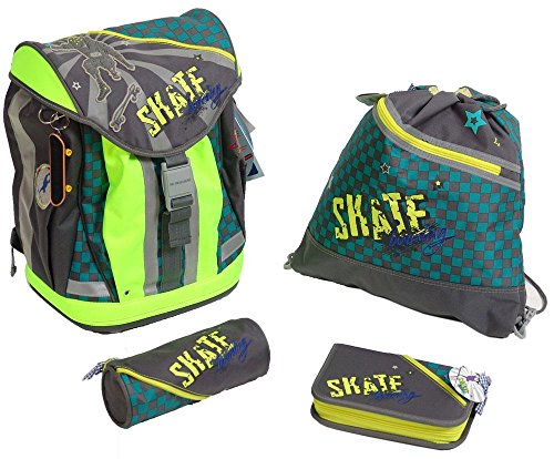 Schulrucksackset Flex Style Skateboarding, fluor.