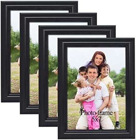 PETAFLOP 7x5 Photo Frames for 7x5’’ Picture Wall and Tabletop Display, Black, Set of 4