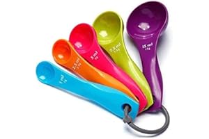 RAINBOW_ROAD Cucchiai dosatori, colori misti, cucchiai da cucina Set da 5 per misurare ingredienti secchi e liquidi