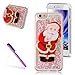 Produktbild iPhone SE Hülle,iPhone 5S Hülle,iPhone 5S Case,EMAXELERS Cute Princess Blumen Muster Hart Transparente Hülle Case Cover Weihnachten Serie 3D Glitter flüssigkeit Schwimmende Veränderung farbe Pailletten Bling Weiter Schwer Hülle Case für iPhone SE & iPhone 5S/5 + Send 1 Pcs Stylus Pen,Santa Claus