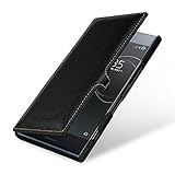Sony Xperia XZ Premium hülle Ledertasche,Keledes BookStyle Ultra Slim Wallet Case hülle mit Clip Schutzhülle Leder Tasche etui für Sony Xperia XZ Premium,Seitlich klappbares Handytasche Flip Cover Handyhülle Tasche aus echt leder in Handarbeit gefertigt für das Original Sony Xperia XZ Premium,Schwarz - 