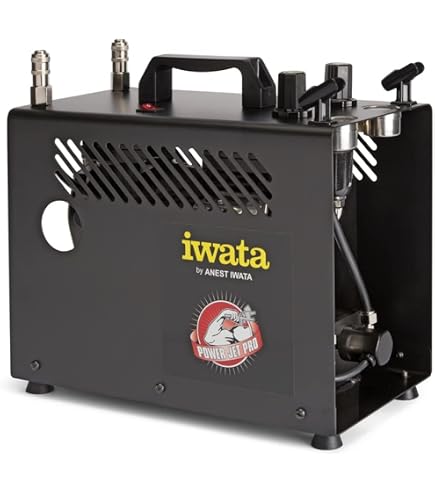 Iwata Medea Studio Series Power Jet Lite Compressore D'Aria A Doppio Pistone – 1/6 HP – 1-70 PSI – Con Regolatore E Manometro