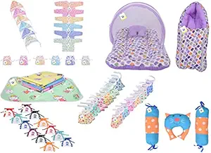 Toddylon Babys 6 in 1 Combo of Daily Needs Items in Single Packet (Multicolour, 0-6 Months) - Set of 51 Items