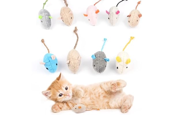 Adiwo Catnip Jouets Souris, 9pcs Teeth Cleaning Jouet Interactif à l'herbe à Chat, Mini Souris en Peluche Jouet à Mâcher à l'herbe à Chat pour Kicking, Playing and Indoor Interacting (Color Mix)