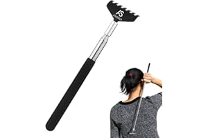 Anself Portable Stainless Steel Extendable Back Scratcher - Compact Extendable 5 Sections Scratching Tool 20-68cm [20-68cm-#1-Black]