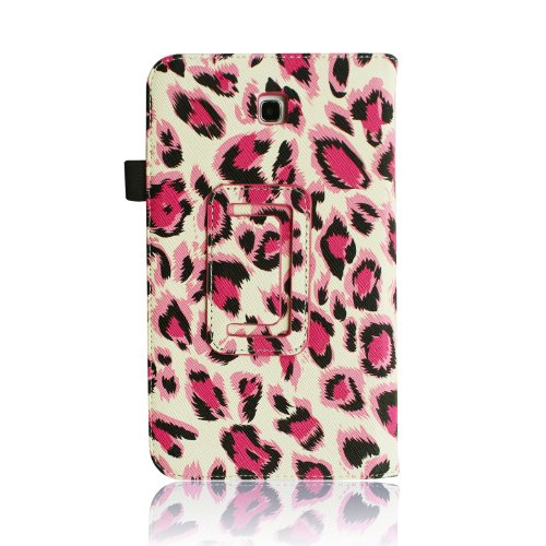 Fintie Samsung Galaxy Tab 3 7.0 (7 Zoll) SM-T210 SM-T211 Hülle Case – Slim Fit Folio Bookstyle Kunstleder Schutzhülle Cover Tasche mit Ständerfunktion und Stylus-Halterung, Leopard Pink - 3