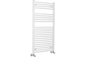 Warmehaus Contemporary Curved Heated Bathroom Towel Rail Radiator Rad 1100 x 600 White