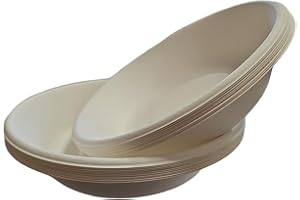 vidoelettronica 50 assiettes creuses 21 cm, capacité 700 ml, biodégradables et compostables, pulpe de cellulose 100 % naturelle, extrêmement rigide et résistante (50)