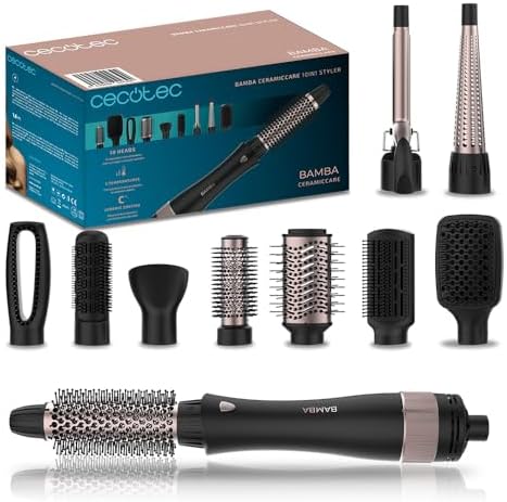 Cecotec Spazzola ad Aria CeramicCare 10in1 Styler. 1200 W, Liscia, Ondula, Dà volume e Asciuga, 10 Testine Intercambiabili, 3 Temperature e 2 Velocità, Rivestimento in Ceramica