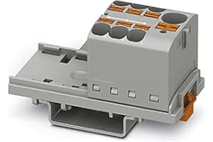 PHOENIX CONTACT Bloque de distribución PTFIX 10/6X4-NS35 GY, 800 V, 63 A, número de puertos 7, sección transversal 0,2 mm² - 6 mm², AWG 24-10, ancho 28,6 mm, color gris