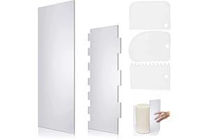 QJFHURB 5 Pièces Lisseur Gateau Patisserie Grattoir Patisserie Cake Scraper Grattoir Corne Pate Pour CrèMe à Beurre Spatule Gâteau Plus Lisse Décoration De Peigne Outils De Cuisson Cuisine De Moule Diy Outil