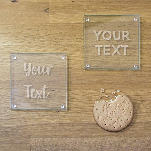 Custom Text Glass Coaster, engraved, personalised coasters with any text. Any words coaster, custom quote, glass, personalized, etched,