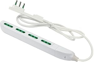 FANTON 47404 Multipresa SLIM 1,5 metri, 4 prese bipasso con spina grande CLOCK utile per posti stretti, dietro a mobili e comodini