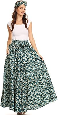 Sakkas 16317 - Asma Convertible traditionnelle cire Imprimer sangle réglable Jupe longue | Robe - 516-MintTurq - OS