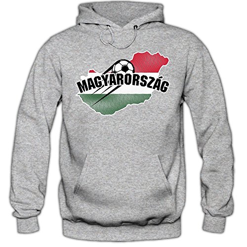 Ungarn EM 2016 #1 Hoody | Fußball | Herren | Trikot | Nationalmannschaft © Shirt Happenz, Farbe:Graumeliert (Greymelange F421);Größe:XXL